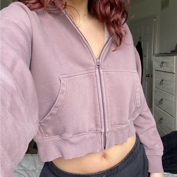 Tna Mauve Cozy Fleece Bf Boxy Zip Hoodie - Picture 1 of 3